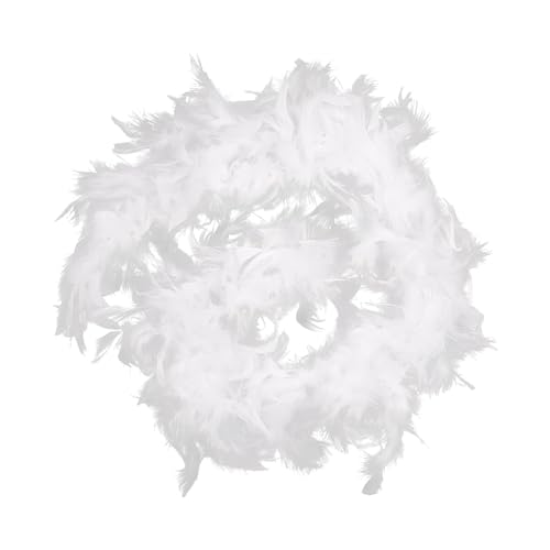 Yuwnd Federboa Weiß, 200cm Lange Weiße Federboa, Federn Weiss Weihnachtsgirlande 20er Jahre Kostüm Accessoire für Karneval(Weiß)
