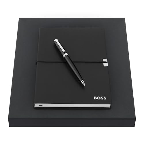 Hugo Boss Schreib-Set Kugelschreiber Gear Icon und A5 Notizblock Elegance Storyline in der Geschenkbox, HPBH124A