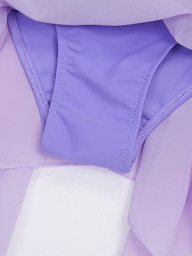 Foto von MSemis Mädchen Ballettkleid Eiskunstlauf Kleid Rollschuhkleid ärmellose Ballettanzug Ballerina Latein Tanzkleid Gymnastik Wettbewerb Gr.110-176 Light Purple 134-140