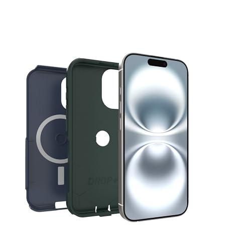 Image of OtterBox iPhone 16 (Only) - Commuter Series MagSafe Case - Indigo Marsh (Blue & Green) - Built-in Magnets - Slim & Tough - Pocket-Friendly - with Port Protection