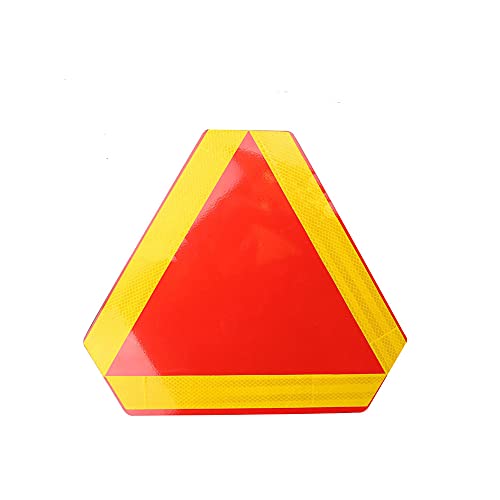 Eruseay Slow Moving Aluminum Vehicles Sign,Reflective Warning Road Safety Triangle,14\"x16\" Engineering Grade Reflective,for Golf Cart (Aluminum)