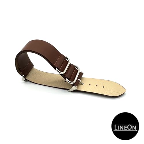 Image of Lineon 22mm Genuine Leather Vintage Style Leather NATO Watch Strap ONE WAY NATO LEATHER STRAP Compatible for Titan Fossil Casio Timex Watch (Tool & Pins Include)
