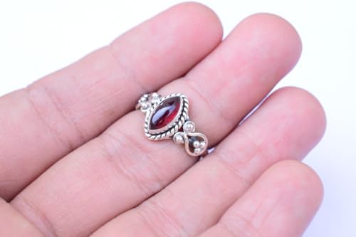 Garnet Stone Ring, 925 Sterling Silver Statement Ring For Women, Handmade Ring Gemstone Promise Ring for Birthday Christmas Gift For Her Size US 94