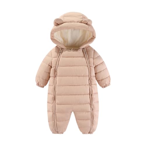 Generisch Fato de neve para recém-nascido, roupa de inverno, casaco, macacão, menino, menina, casaco com capuz, Bege