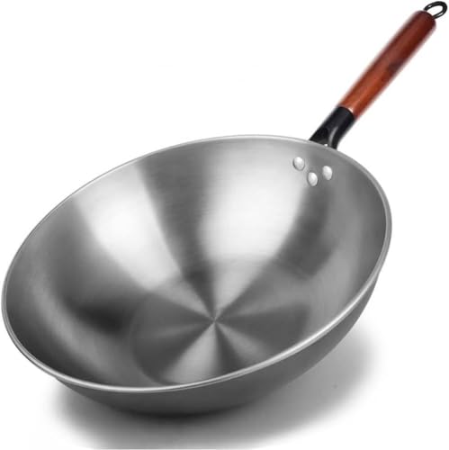 Wok de Hierro Hecho a Mano con Mango de Madera