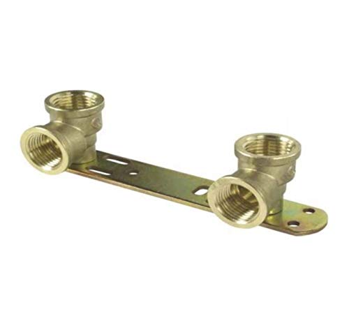 Support de douche encastré - Longueur : 150 mm - Barre mitigeur thermostatique - Plaque arrière - Filetage BSP - Kit de connexion pour robinet 1/2 x 1/2 x 150 mm - Système Wärmer