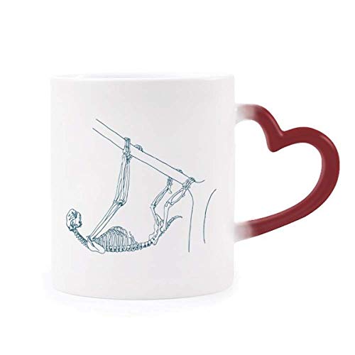 Taza de calor animal esqueleto original regalo con corazón sensible 2