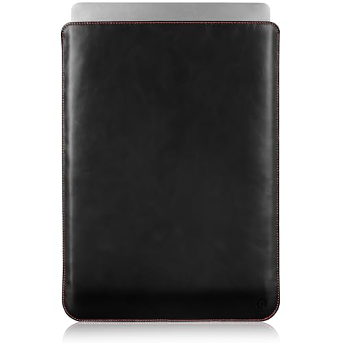 Casemade Real Leather Laptop Sleeve for MacBook Pro & Air Fits 13, 14, 15 & 16 Inch - Genuine Full Grain Leather with Soft Wool Lining (15 inch - Air M2/M3/M4)