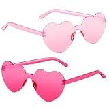 AGGKKY 12 Pairs Heart Shaped Sunglasses for Women Kids Girls Colorful Glasses Fun Trendy Transparent Heart Sunglasses Party Favor (2 Pairs-Pink&Rose)