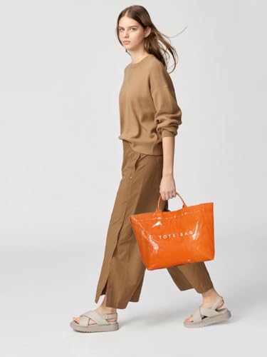 Image of Large Tote Bags for Women PVC Clear Totes Bag Plastic Carry All Bag Kraft Paper Shoulder Handbag Hobo for Work Travel