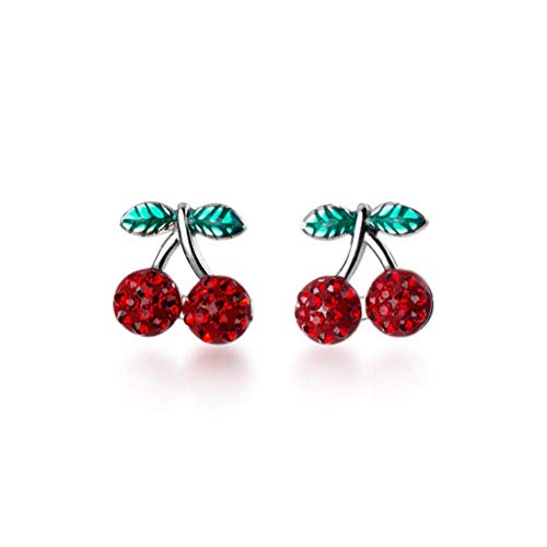 Boucles d'oreilles cerise en zircon rouge, bijou romantique pour fille