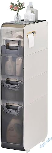 WIQUYBML Armario esquinero de 4 Niveles para baño pequeño, Mueble de baño Delgado para Lavabo, Organizador de Lavabo Estrecho, Estante para Toallas y portarrollos de Papel higiénico, Color