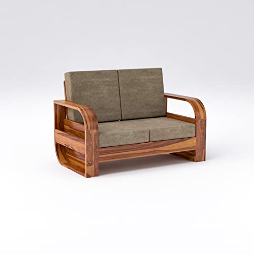 Image of Douceur Furnitures Solid Sheesham Wood 2 Seater Sofas | Two Seater Sofa for Living Room, Cafe, Office | (Design-7)