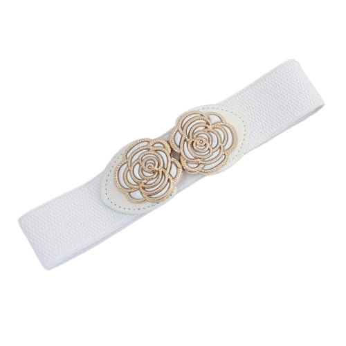 Women's Wide Belt, Women's Elastic Stretch Wide Rose Double-Flower Waist Belts for Dress, Adorable Dress Accessory, Flo2