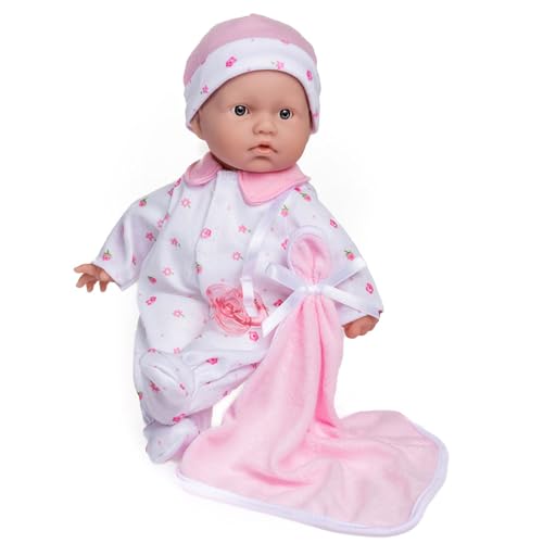 JC Toys- vinyl Muñeca La Baby de 28 cm tiene cuerpo blando y lavable, manta y chupete, rosa, diseñado en España, +12 meses