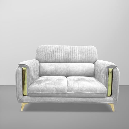 Image of Casaliving Gelio 2 Seater Sofa Set for Living Room (Grey Colour) Premium Fabric Sofa
