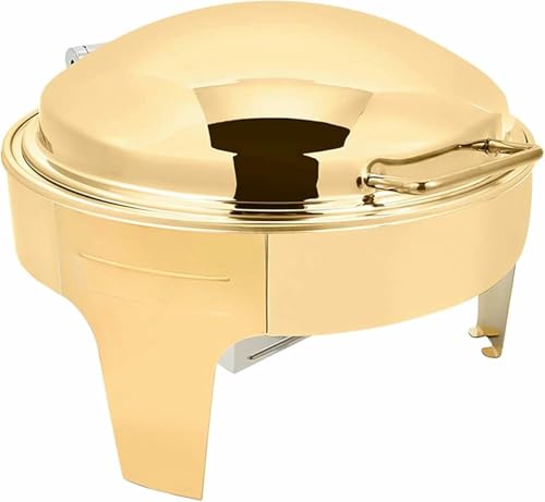 Calentador de alimentos - Juego de bufé con olla caliente. Tapa enrollable de acero inoxidable, configuración circular con olla for alimentos, olla for agua y soporte for combustible for bodas, fiesta