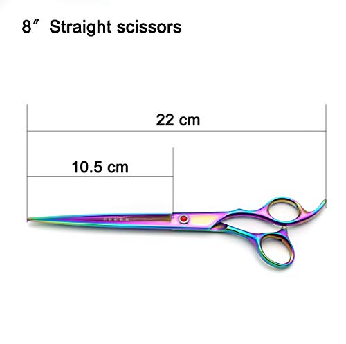 Kingstar 8.0In. Professional Pet Grooming Scissors Set,Titatium Plated Straight & Thinning & Curved Scissors Set With Comb,Dog Grooming,A563 #TOP3