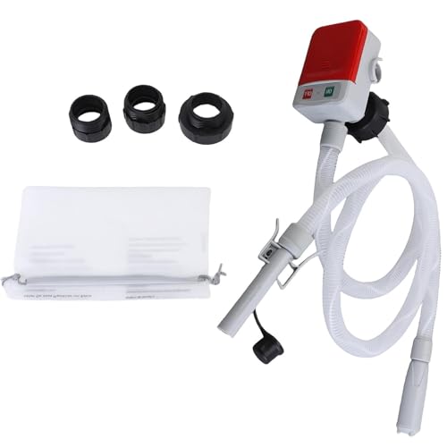 TQPGJJL Bomba Compacta Transferencia Combustible 2.4 Gpm | Parada Automática, Pilas Aa, Mangueras 19″/51″ + 3 Adaptadores Para Cortacésped/Quitanieves/Generador (Bolsa Almacenamiento Incl.)