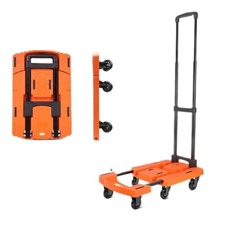 Diable pliable 200 kg chariot à main avec roues plateau orange pour atelier