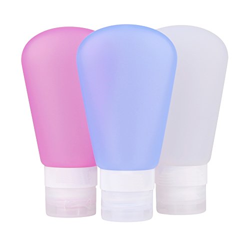3oz Reusable Carry-On Silicone Travel Bottles by PackSmart (3 Pack).