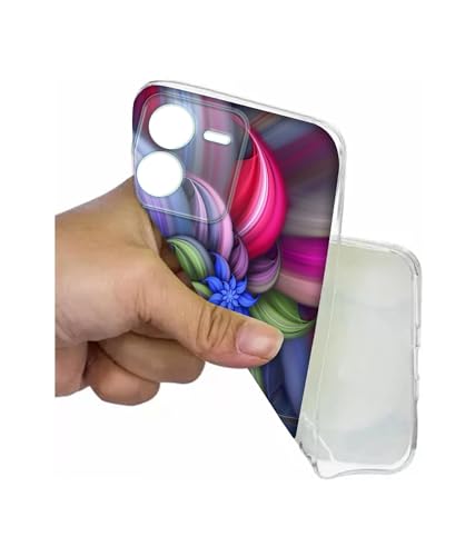 Image of Casotec Colorful Flower Design Printed Silicon Soft TPU Back Case Cover for iQOO Z9 5G, Multicolour