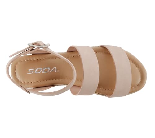 Image of Soda BRYCE-2 Kids /Children /Girls Open Toe Two Bands Espadrille Jute Platform Wedge Casual Fashion Flatform Sandals with Buckle Ankle Strap