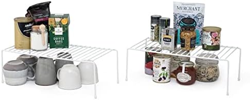simplywire - Kitchen Cupboard Organisers  Pack of 2 Storage Shelves  White