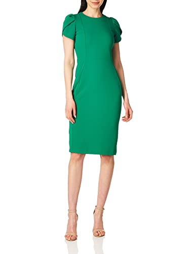 Image of Calvin Klein Tulip Sleeve Floral Sheath
