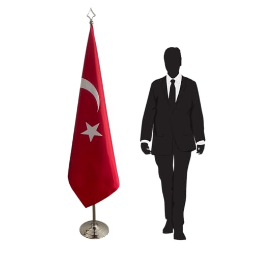 Drapeau Turquie avec mât et pied de table sur hampe CN1-TR-L