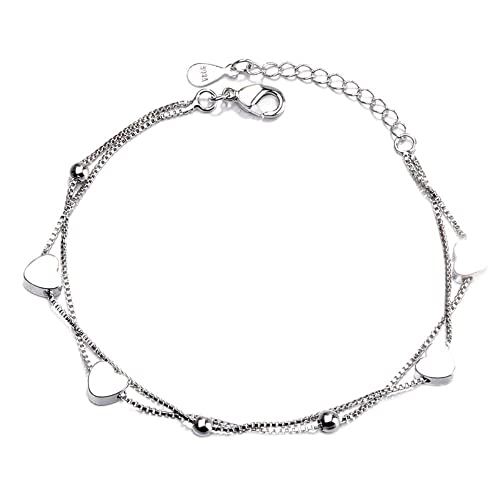 Bracelet à Double Coeur QYYZTHX en argent pour femme
