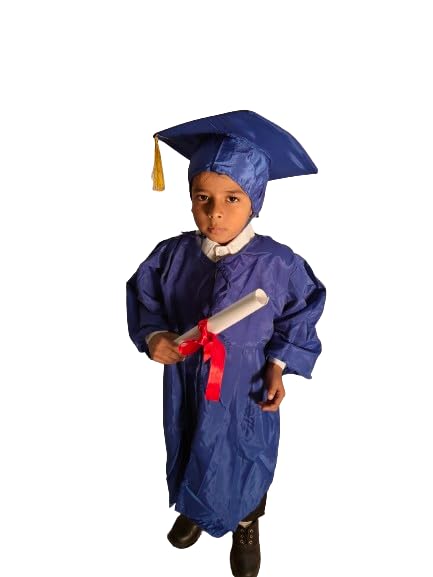 Milan dresses Blue Convocation Gowns with Caps for Kids and Adults - Graduation Attire for Boys and Girls - Set of 2
