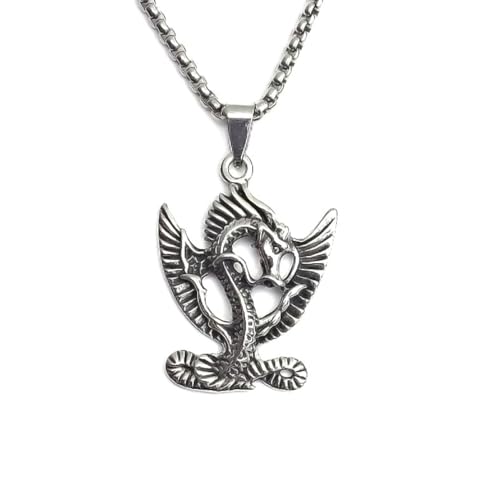Auriselle Collar de Los Hombres Dragón Colgante Vintage Vikingo Collar de Acero Inoxidable Retro Gótico Colgante Joyería Regalos para Hombres Niños Padre Longitud 60cm