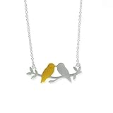 Boma Jewelry Sterling Silver 18kt. Gold Washed Sterling Silver Love Birds Branch Necklace, 16 inches
