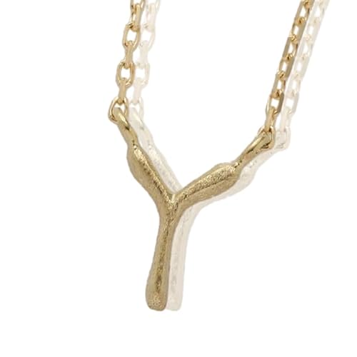 18金 ゴールド ネックレス 18K レディース イニシャル ネックレス k18 シルク風 アルファベット チャーム (Y)