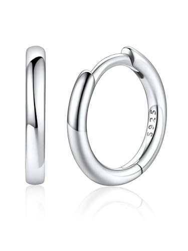 Image of Silvora 14K Gold Plated Huggie Hoop Earrings for Women, Small Sterling Silver Hoops, Hypoallergenic Cartilage Earrings for Sensitive Ears 8 /10 /12 /14 /16 /18 /20MM