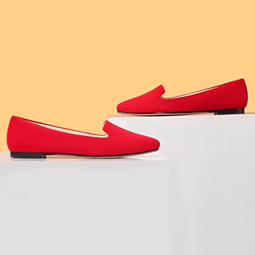 Image of MUSSHOE Black Flats for Women Pointed Toe-Comfortable Business Casual Work Shoes, Dressy Suede Slip On with Memory Foam for Office, Teacher & Standing All Day