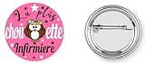 Fermoir solide, ne tombe pas Badge broche pins la plus chouette infirmière soin 37mm handmade cadeau