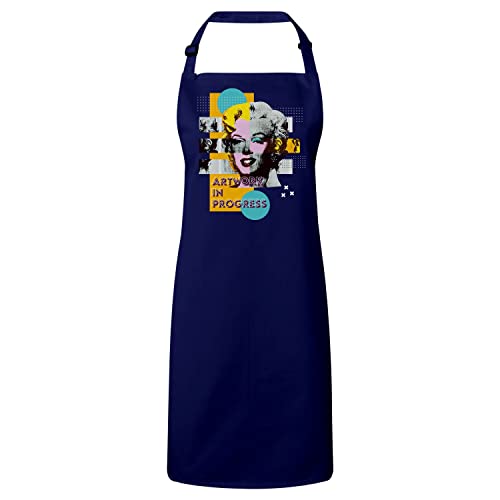 Tablier cuisine premium navy vintage Marilyn Pop Art sixties grand modèle