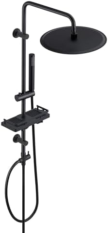 Görbach Regendusche Duschsystem Wassersparend, XXL Kopfbrause 30 cm Schwarz | Edelstahl Duschset ohne Armatur mit Verstellbarer Duschstange passend für vorhandene Bohrlöcher, XXL D
