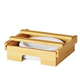 SpaceAid 8.5-inch Paper Plate Dispenser, Under Cabinet Bamboo Plates Holder, Kitchen Counter Vertical Plate Dipensers Holders Countertop Caddy (for 8.5 inches Plates, Bamboo)