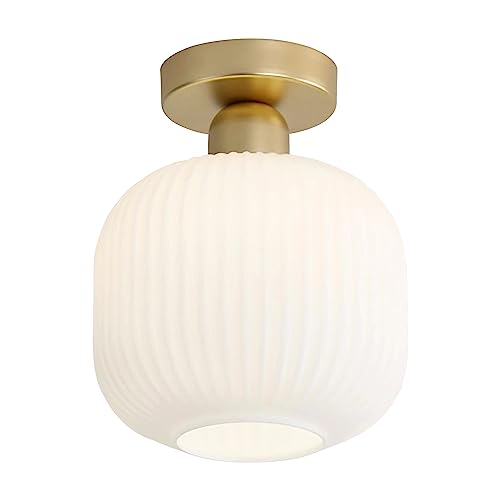 KCO Lighting Mid Century Modern Antique Brass Flush Mount Ceiling