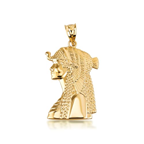 Textured 14K Yellow Gold Ancient Egyptian Queen Cleopatra Pendant