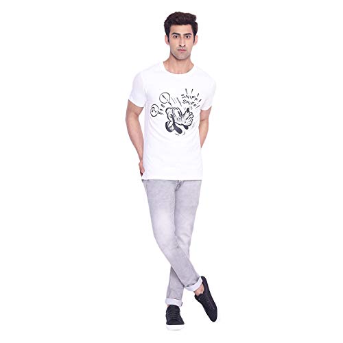 Image of Mickey Mouse Family by Wear Your Mind Men's Regular Fit Round Neck Short Sleeves Knitted T-Shirt