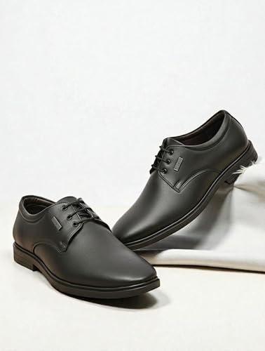 Image of Derby Shoes with Lace-Up Closure, Synthetic Upper, Airmix Sole, Black, Lightweight, Classic Formal Style for Men