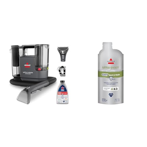 BISSELL Little Green Cordless SmartMix + NEW BISSELL Little Green Pro Oxy Spot & Stain Super Concentrate Cleaning Formula for Portable Deep Cleaners, 6 Super Concentrate Pouches