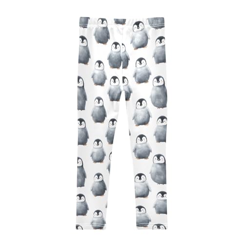 Girls' Athletic Leggings Ankle Length Yoga Dance Pants Kids Teen 4T Black Penguin2