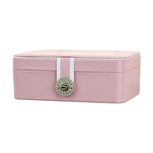 maxal Caja para joyas | Joyero de poliuretano, caja para joyas portátil de estilo elegante de dos capas para joyas grandes y pequeñas