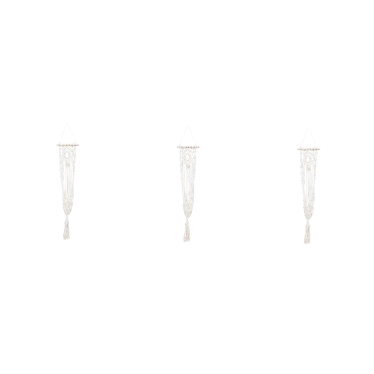 HEMOTON 3 Pièces Panier Suspendu en Corde de Coton cintres pour Plantes d'intérieur Cintre en macramé Usine Panier en Corde de Coton Fronde tissée à la Main Bambou Beige