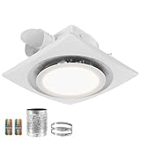 Fuairmee 12 Inch Bathroom Exhaust Fan with Light, 110CFM Vent Fan with Light 3000K, 17W Round Quiet Bathroom Fan with Lever Wire Connectors&Duct